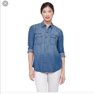 Club Monaco tatum chambray denim shirt size small